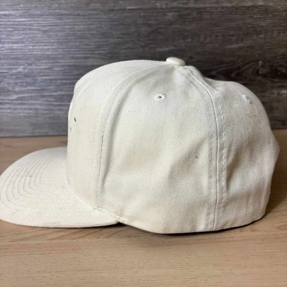 Poler Hat Cap Snap Back White Camp Vibes Embroidered Canvas Mens Faded Stains